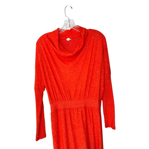 Anthropologie Daily Practice Orange Draped Soft Cowl Neck Midi Dress Size XS - Picture 5 of 13